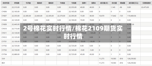 2号棉花实时行情/棉花2109期货实时行情